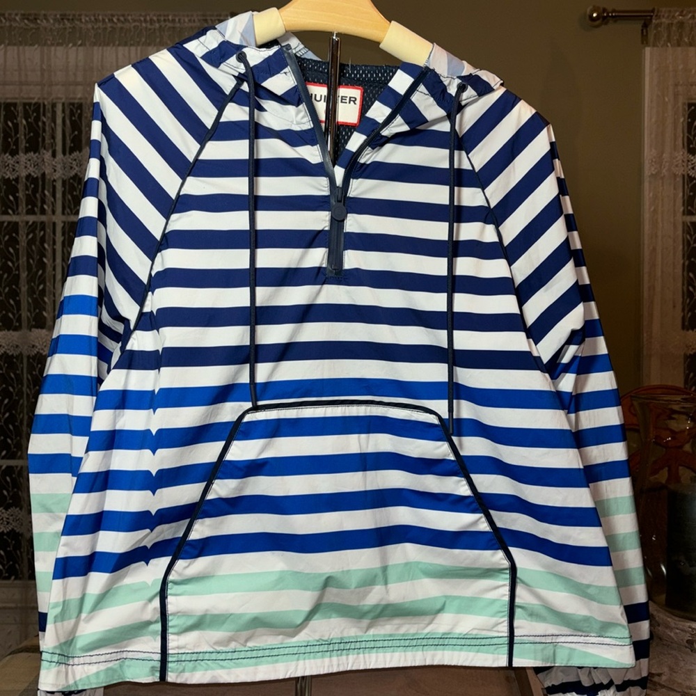 Hunter For Target Women's Striped Half‎ Zip Hooded Jacket size small windbreaker